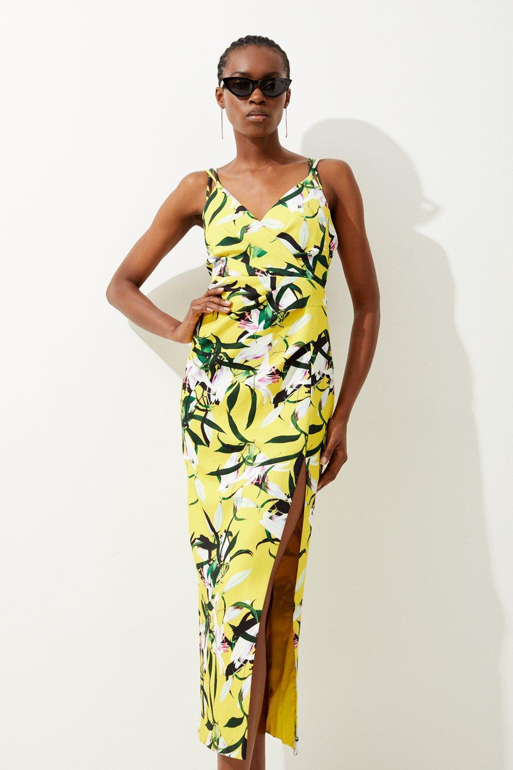 Karen millen store yellow floral dress