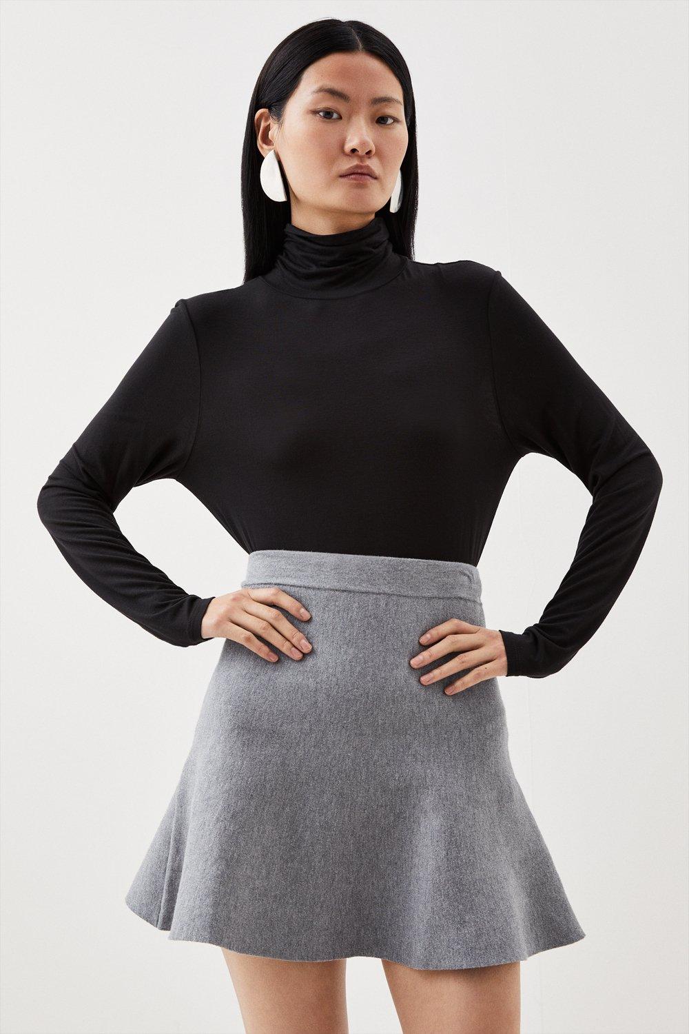 Tailored Double Faced Wool Blend Pocket Detail Mini Wrap
