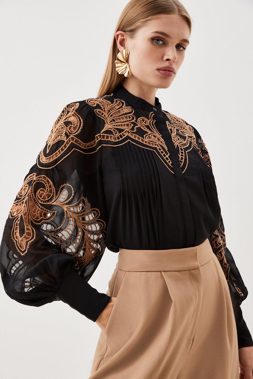 Georgette Draped Front Woven Blouse | Karen Millen