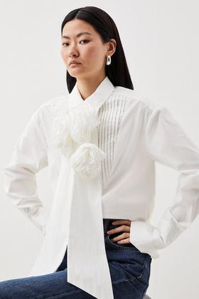 Cap Sleeve Pleated Ruffle Woven Shirt