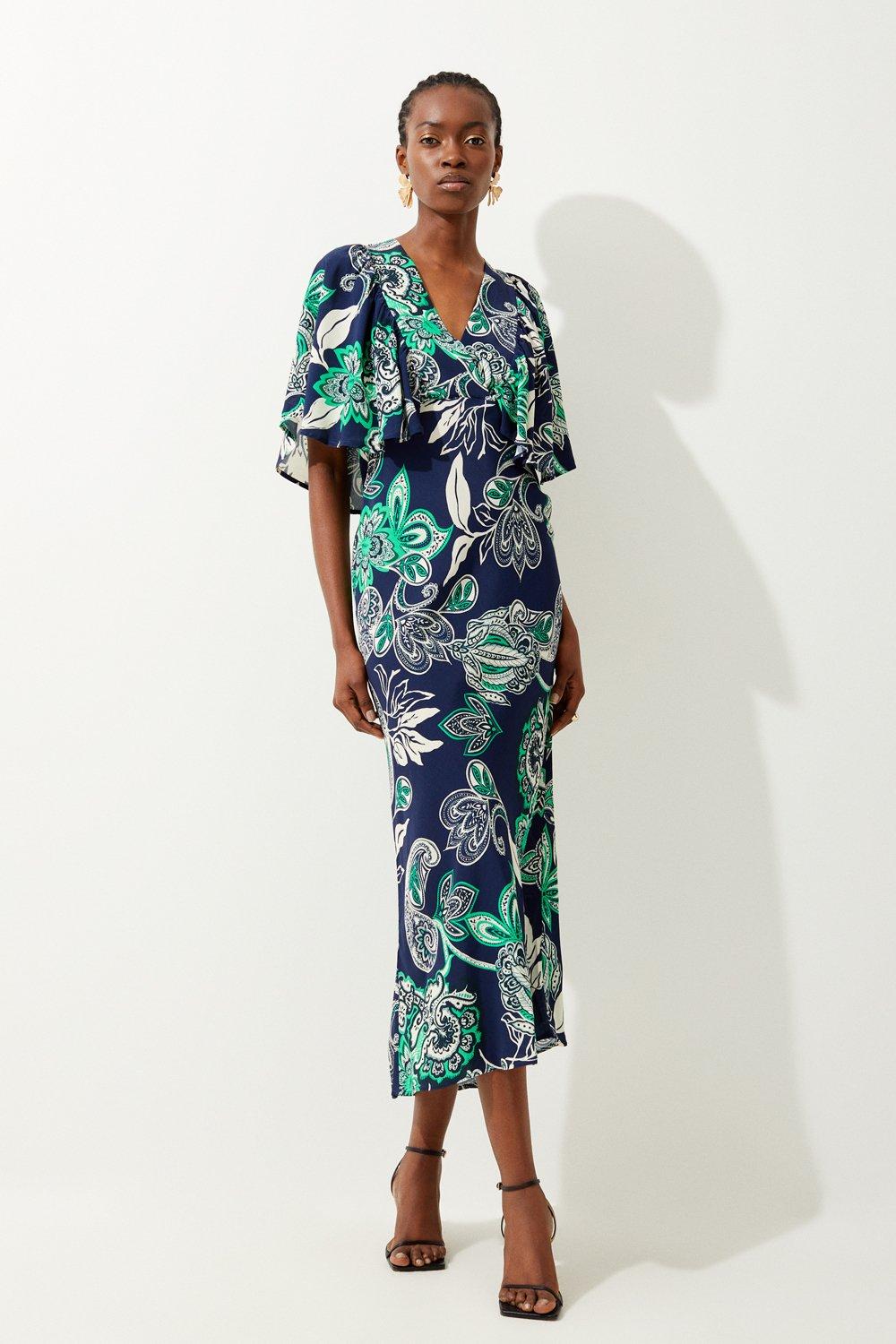 Karen millen green discount silk wrap dress