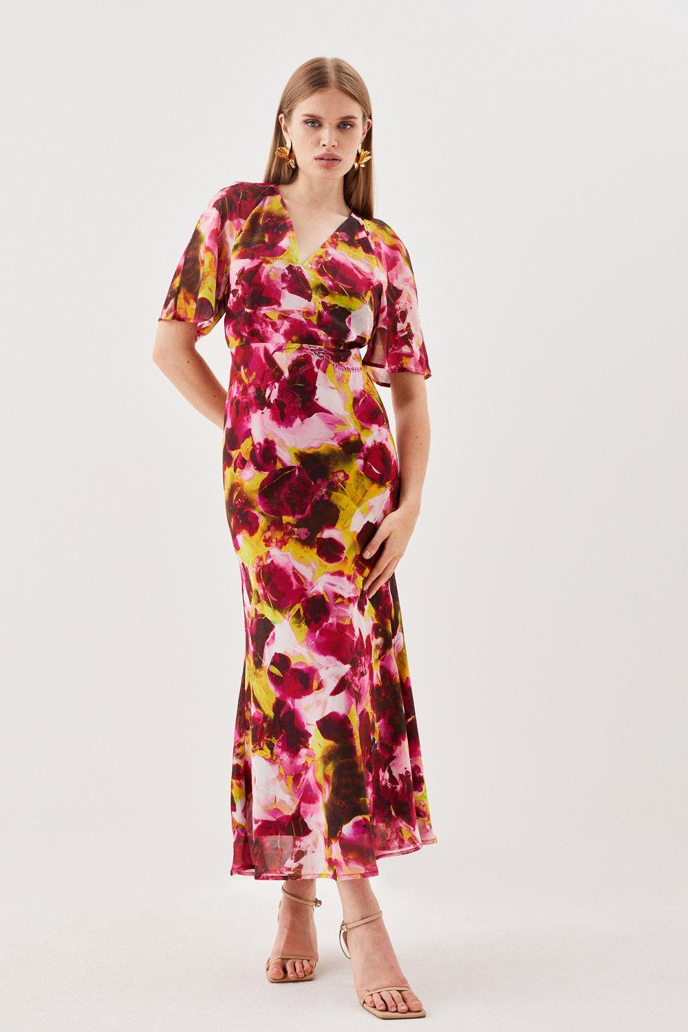 Karen millen red leopard clearance maxi dress