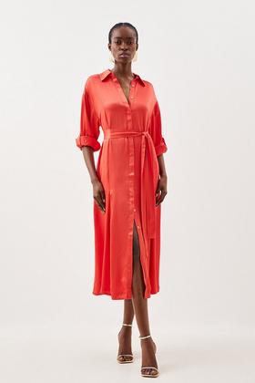 Ponte Long Sleeve Crop Top And Split Front Skirt Jersey Set