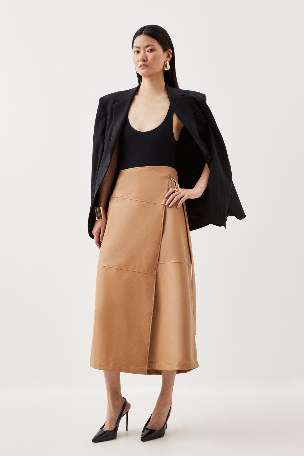 Karen millen a-line on sale leather midi skirt