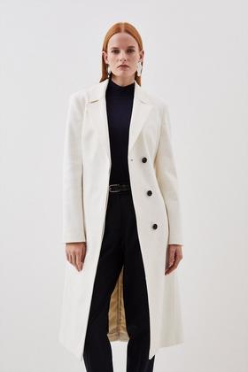 Lydia Millen Italian Manteco Wool Blend Flared Skirt Midaxi Coat