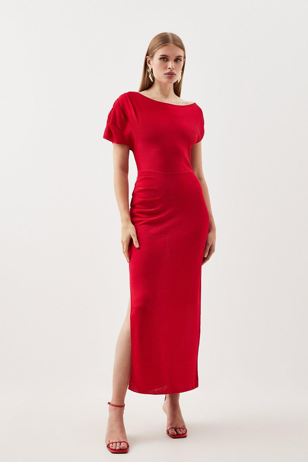 Plus Size Angel Sleeve Georgette Midaxi Dress | Karen Millen