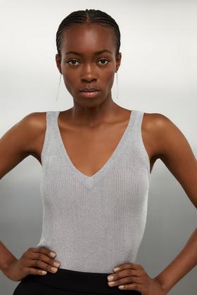 Viscose blend tank top with sequins White