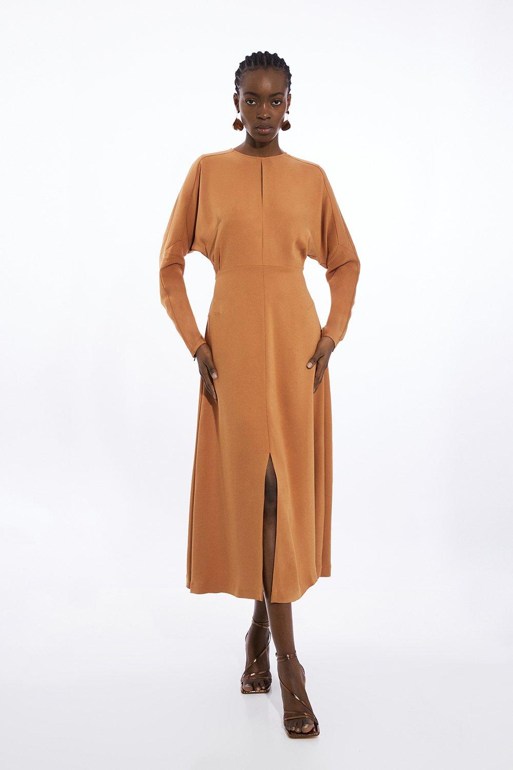 関送込【KAREN MILLEN】カットワーク刺繍織りミディプロムドレス Linen Cutwork Embroidery Woven Midi Dress | Karen Millen