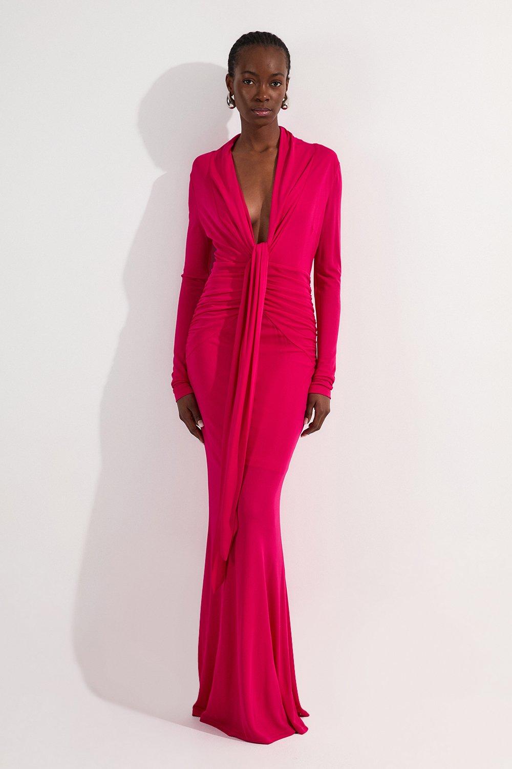 Lydia Millen Tall Metallic Feather Ruffle Woven Maxi Dress