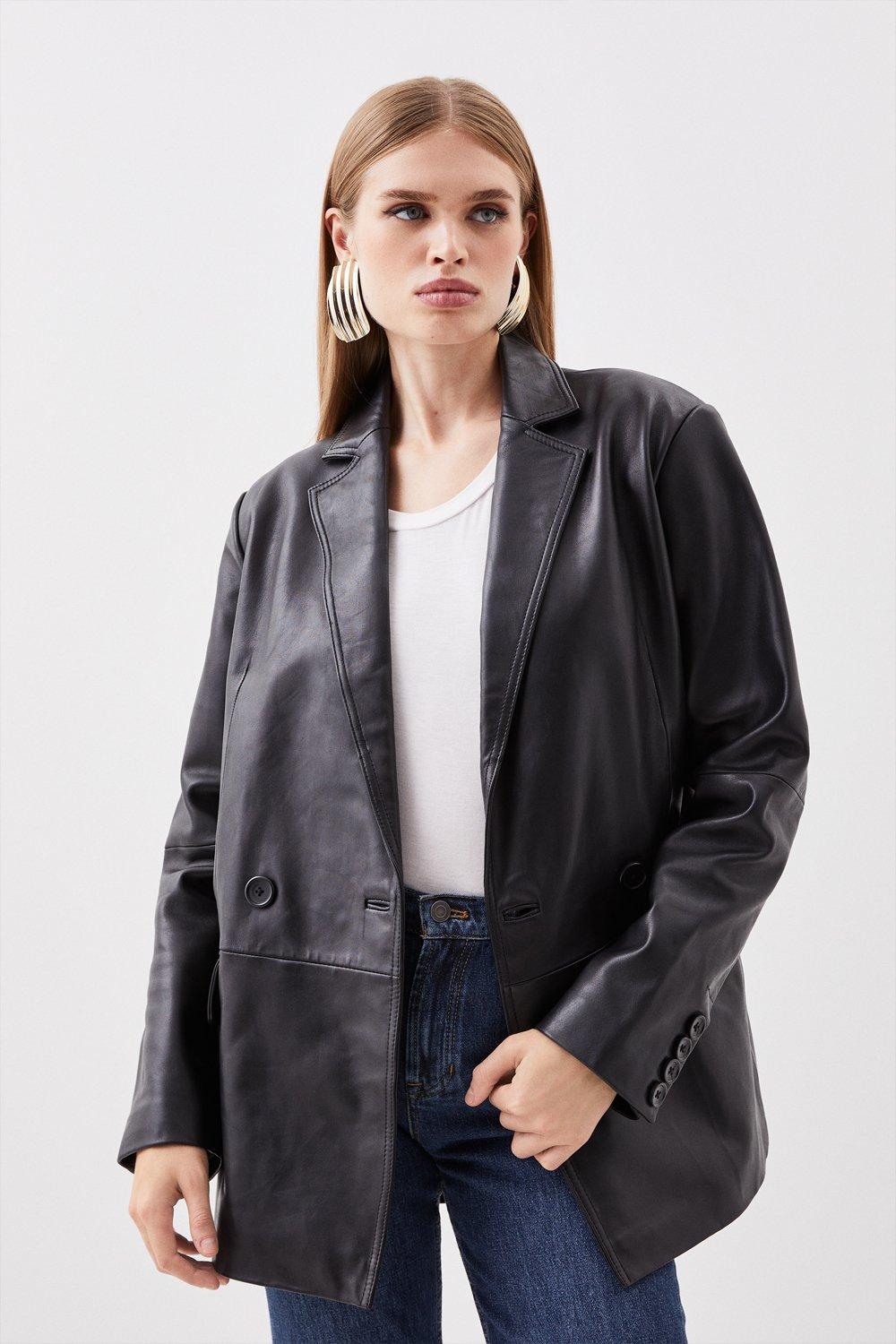 Leather Longline Sleeveless Puffer Coat Karen Millen