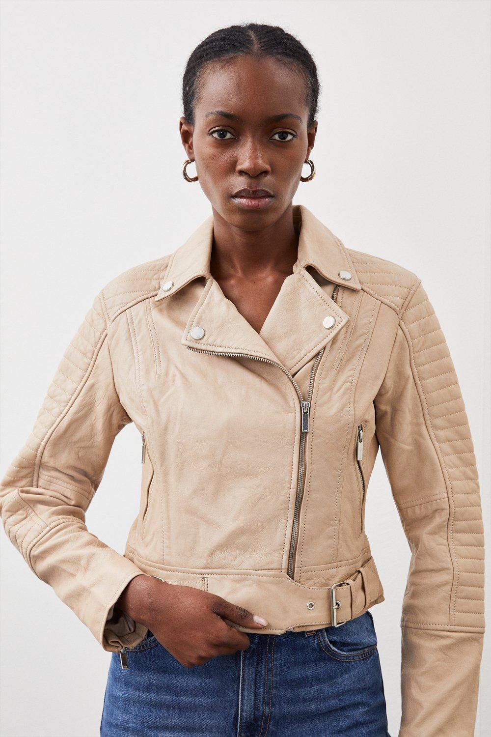 Karen millen blue leather on sale jacket