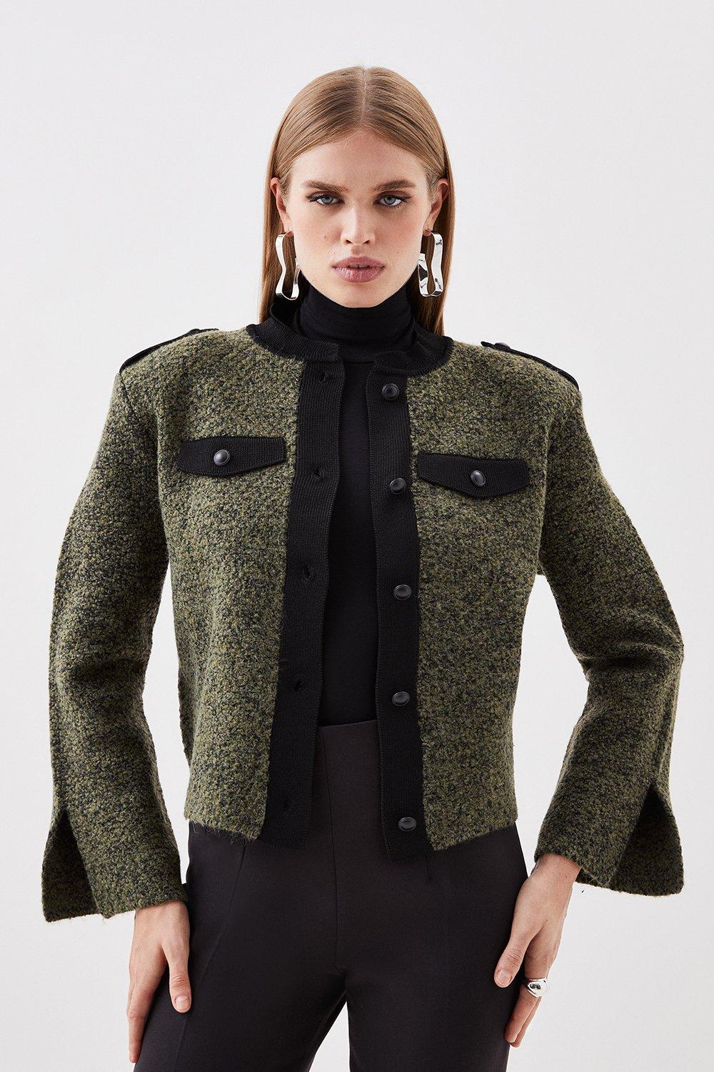 Karen millen outlet collarless tweed jacket