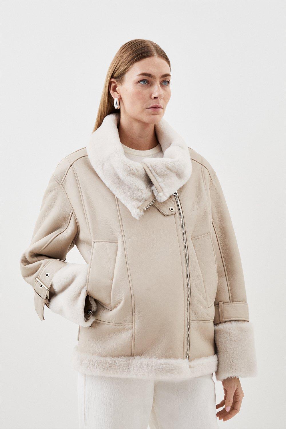 Cream clearance aviator coat