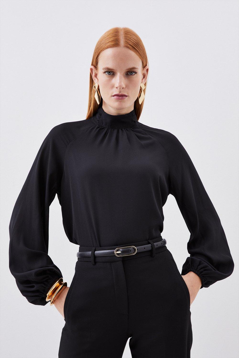 Turtleneck blouse hot sale with bow