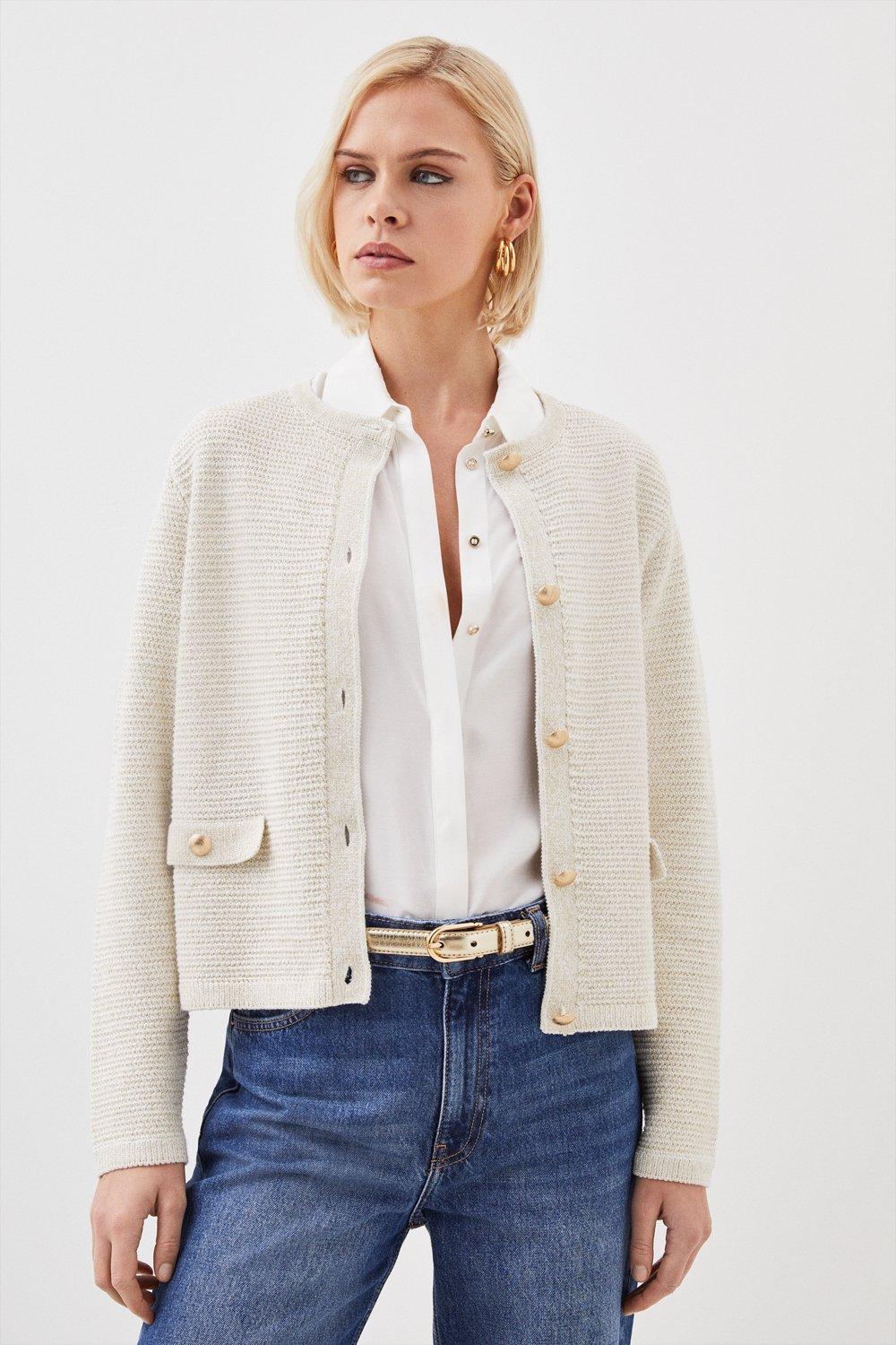 Karen millen hotsell collarless tweed jacket