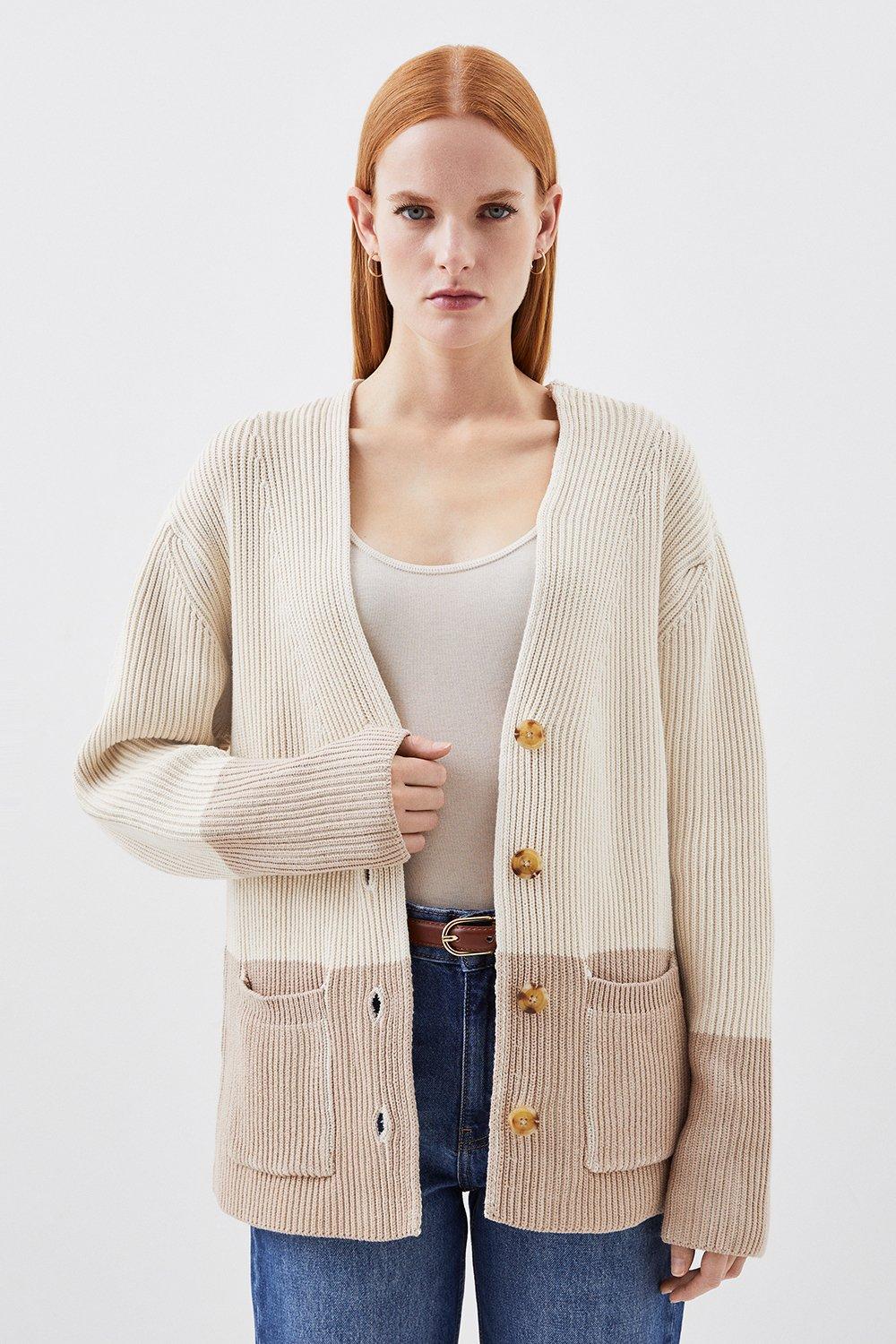 Feather Trim Knit Cardigan | Karen Millen