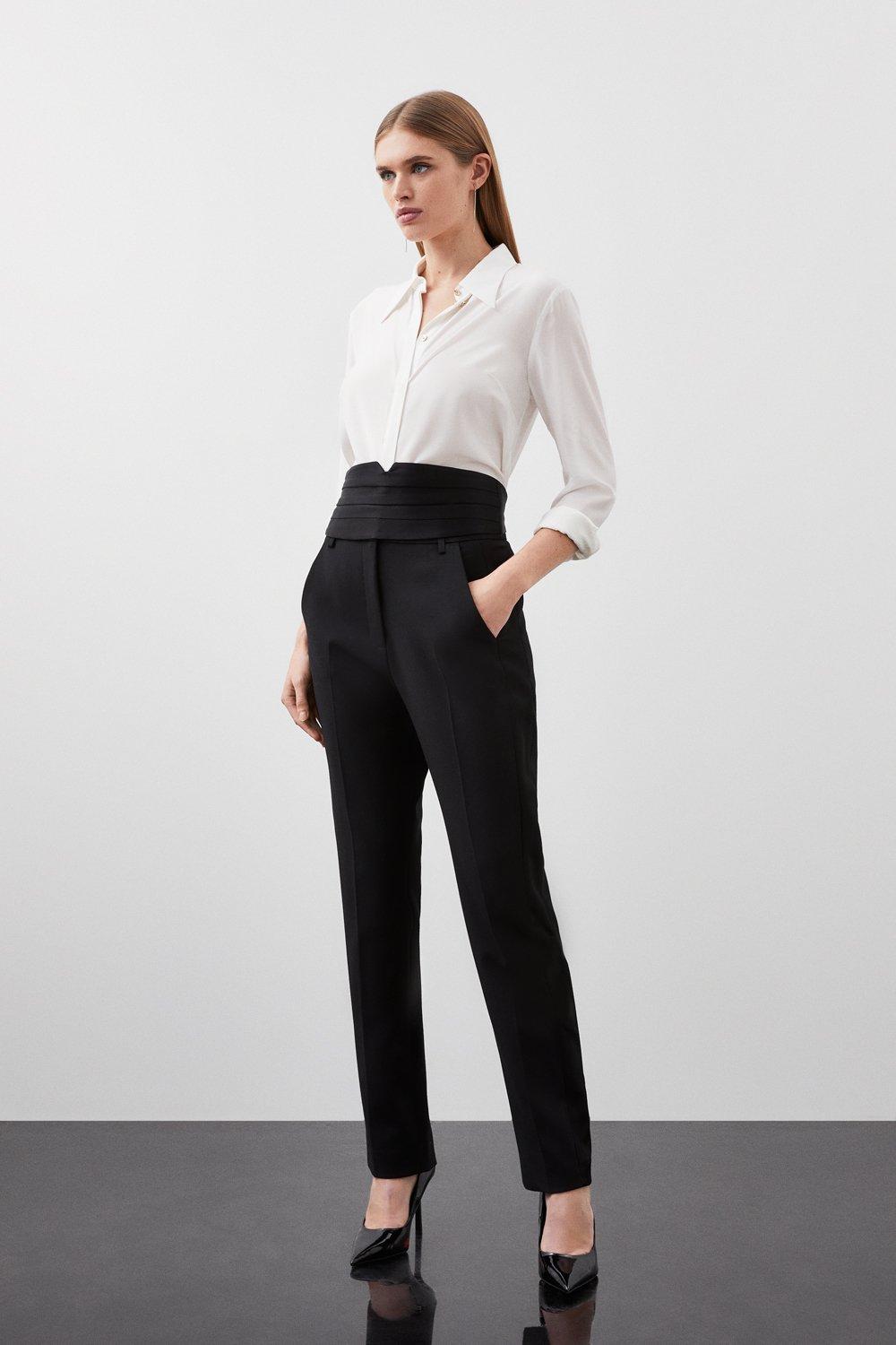 High waisted hot sale buckle trousers