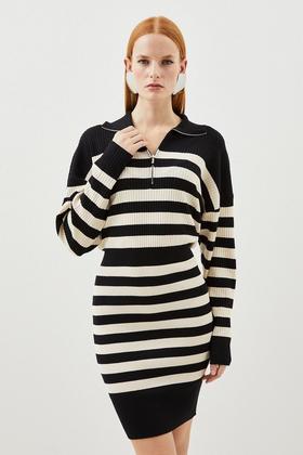 Women's Sequin Stripe High Neck Mini Dress
