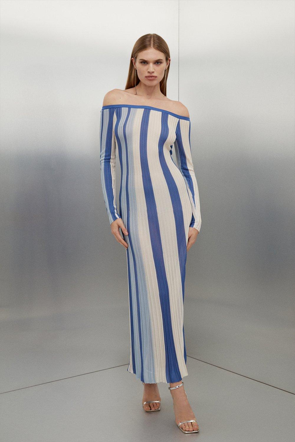 Karen millen outlet striped maxi dress