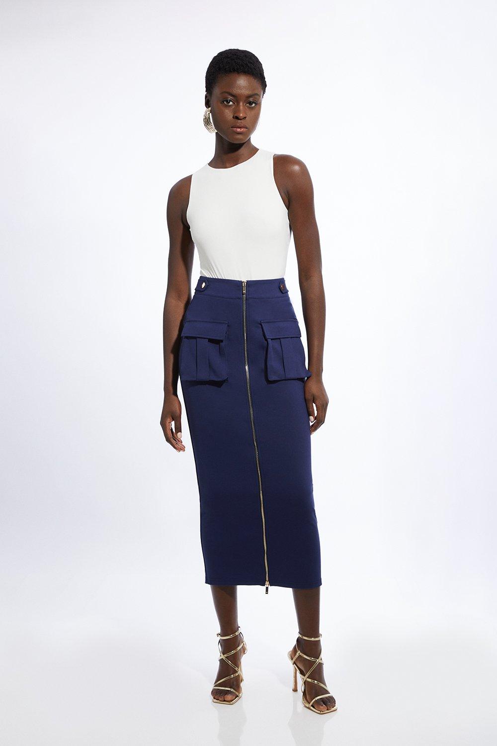 Rib knit straight skirt (4color）