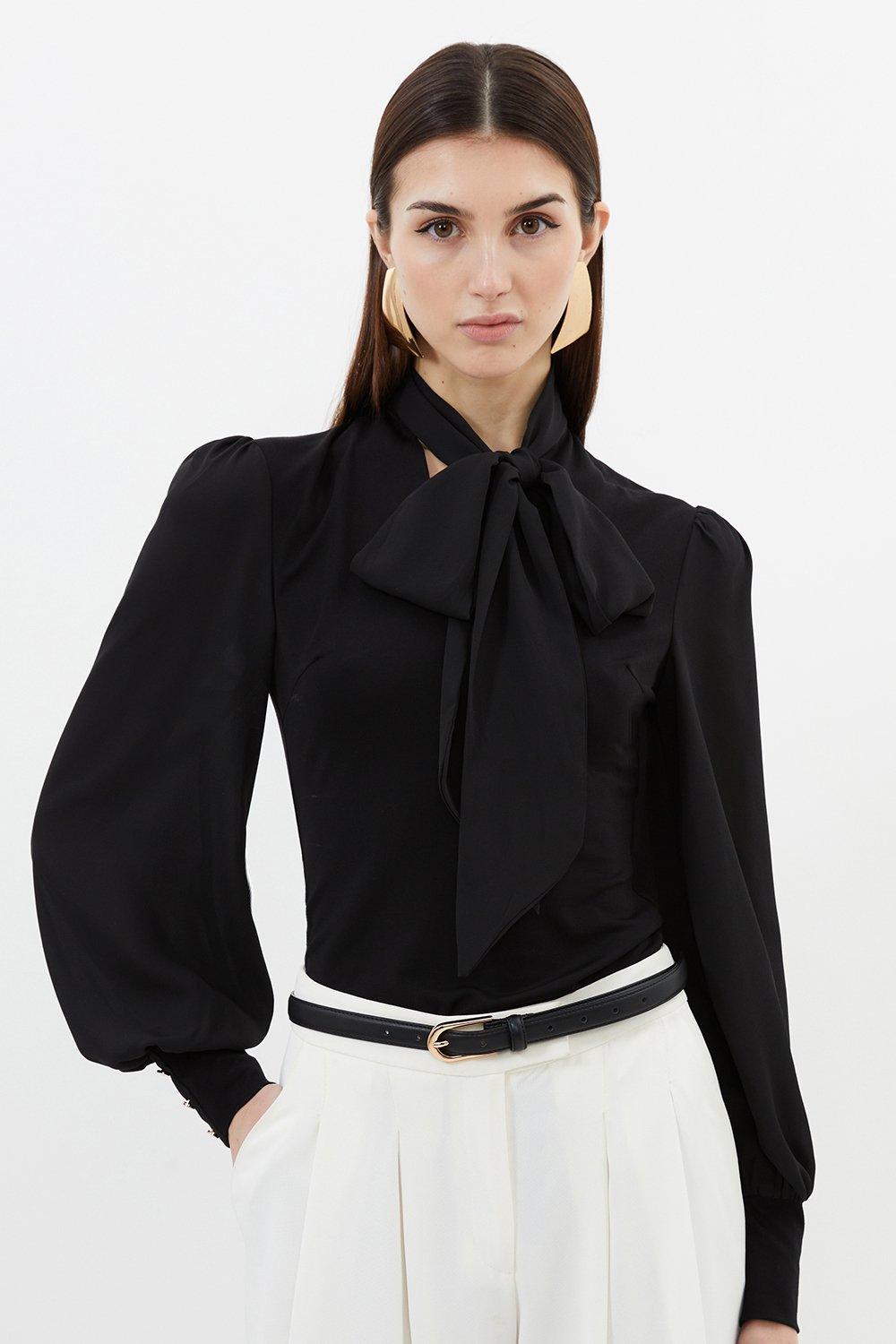 関送込【KAREN MILLEN】ストレッチティップスリーブシャツドレス 関税込☆Karen Millen☆ストレッチカラースリーブドレス