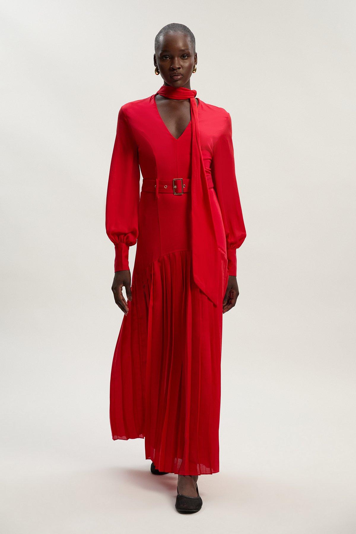 安心追跡【KAREN MILLEN】ワンショルダー オープンネック ドレス Figure Form One Shoulder Lace Up Woven Midi Dress | Karen Millen