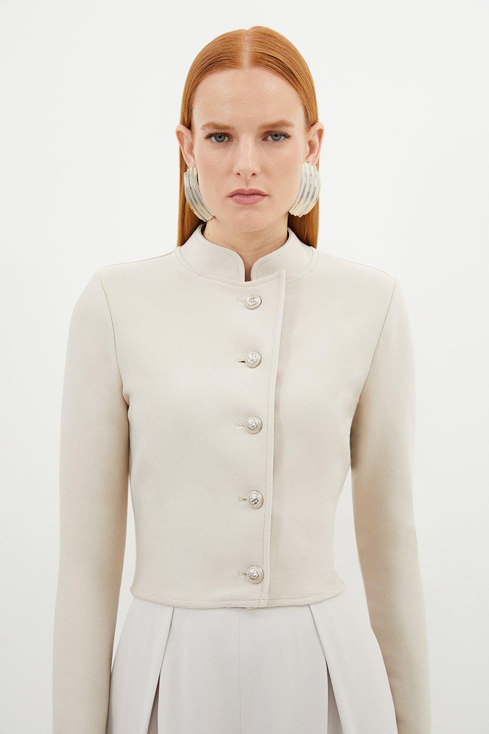 Compact Wool Blend Knit Sleeve Coat | Karen Millen