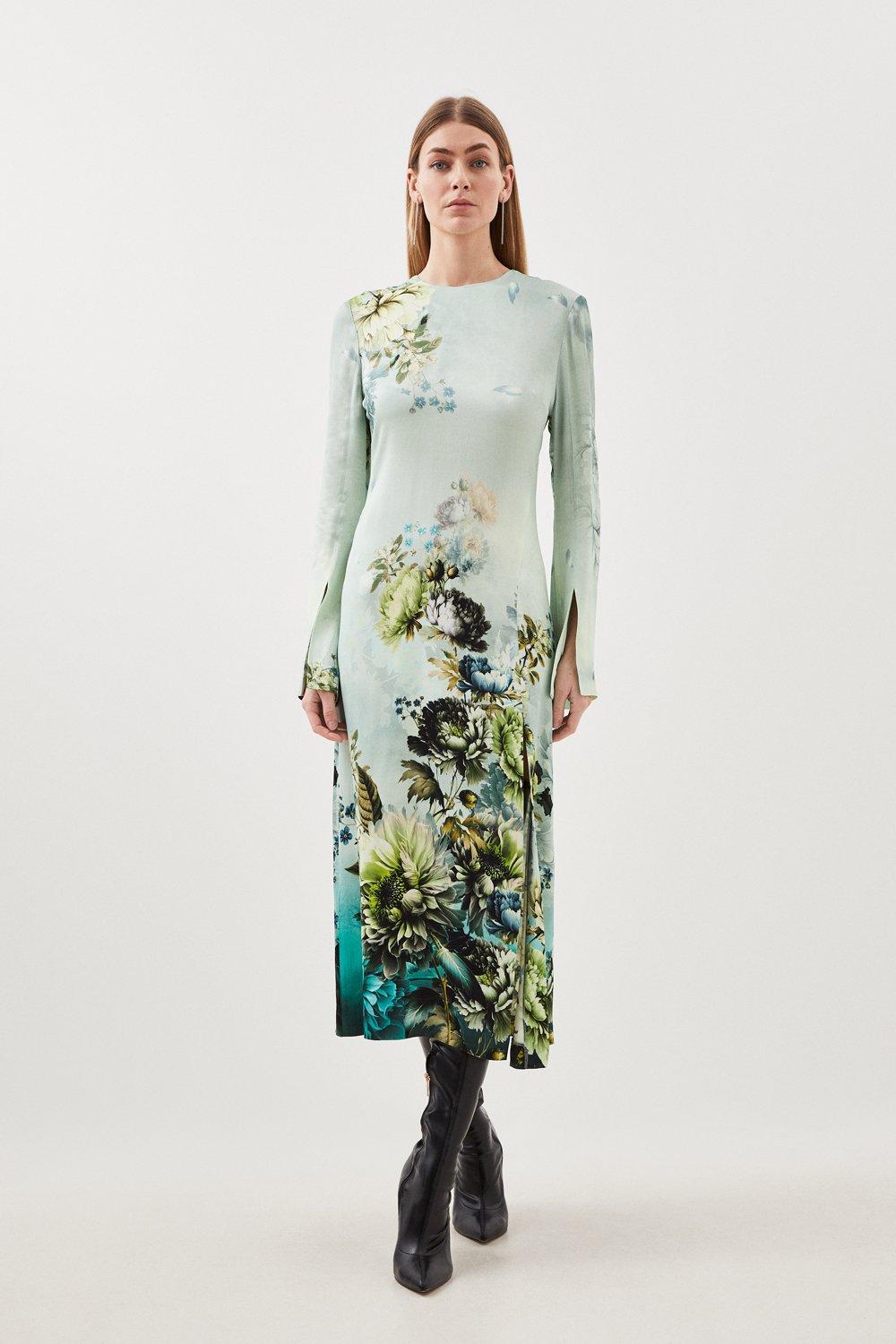 Figure Form Zip Front Woven Midi Dress | Karen Millen