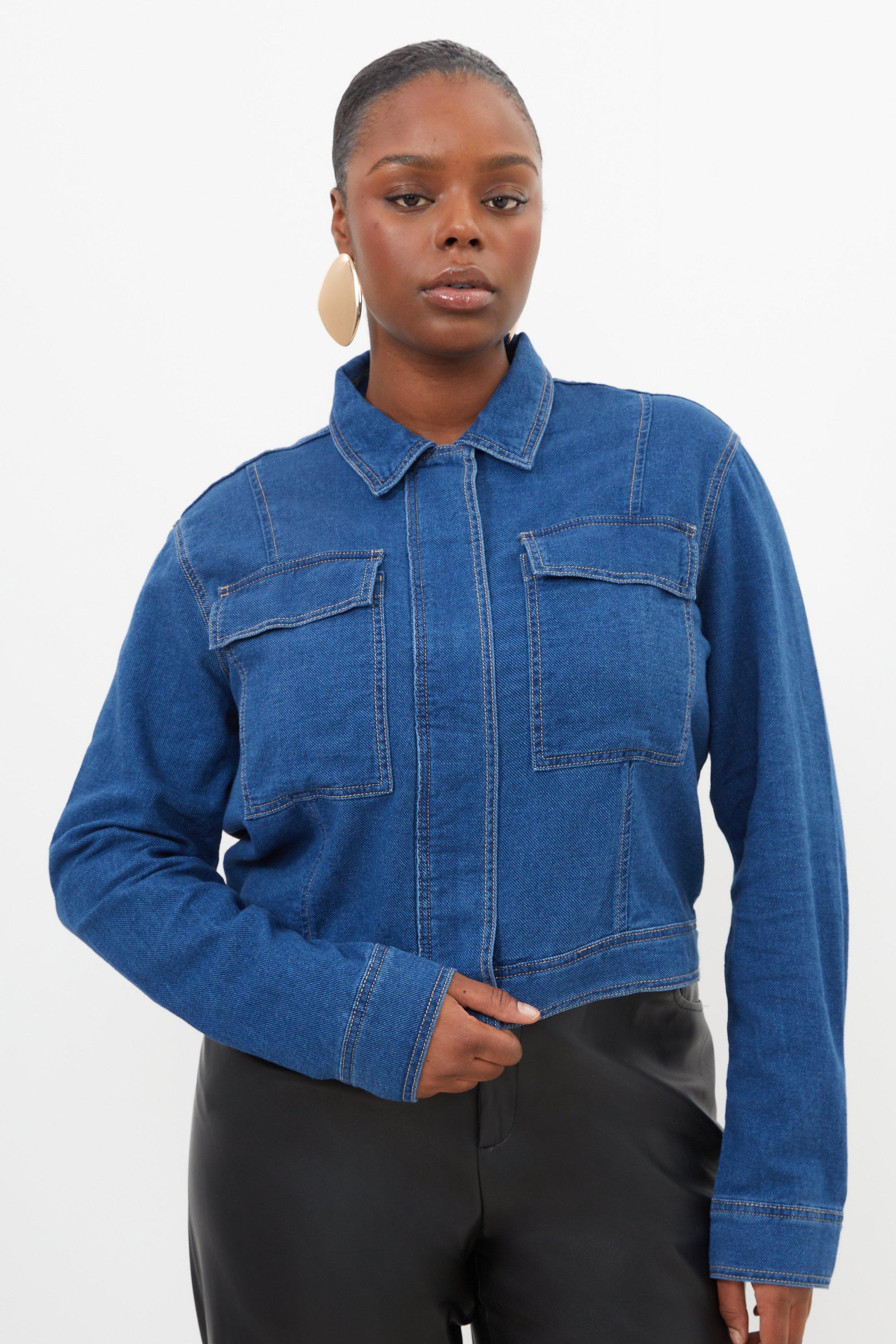 Black denim peplum jacket best sale