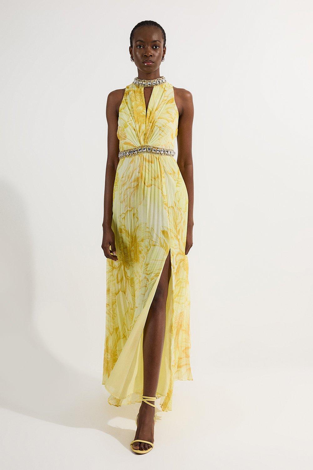 Silk Cotton Trailing Floral Strappy Midi Dress | Karen Millen