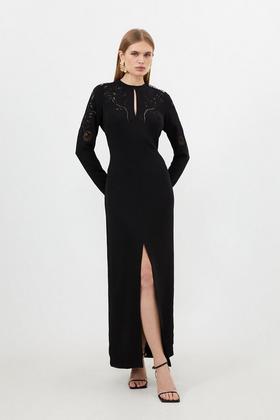 Plus Black Embellished Bralette Detail Blazer Dress
