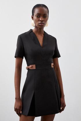Premium Bardot Structured Corset A Line Mini Dress