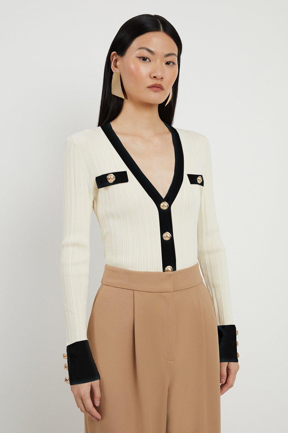Plus Size Embellished Bandage Knit Crop Cardigan | Karen Millen