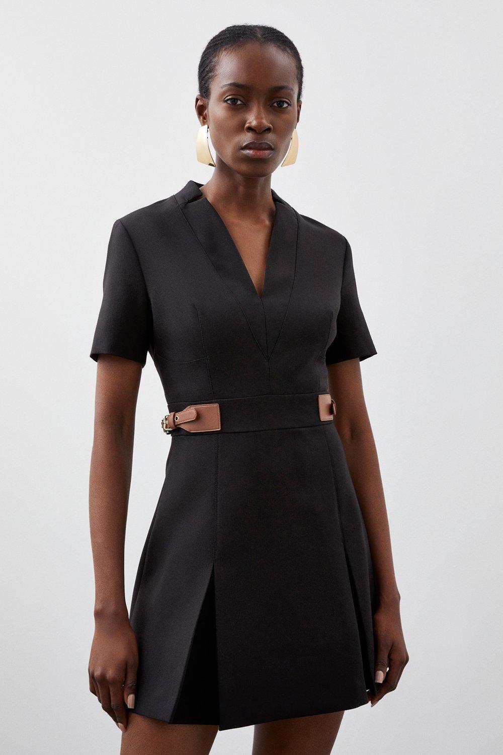 Karen millen black cheap belted dress