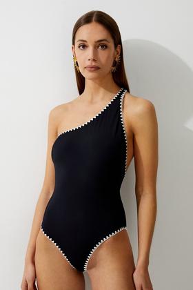 Slinky Wrap Front Belted Swimsuit | Karen Millen