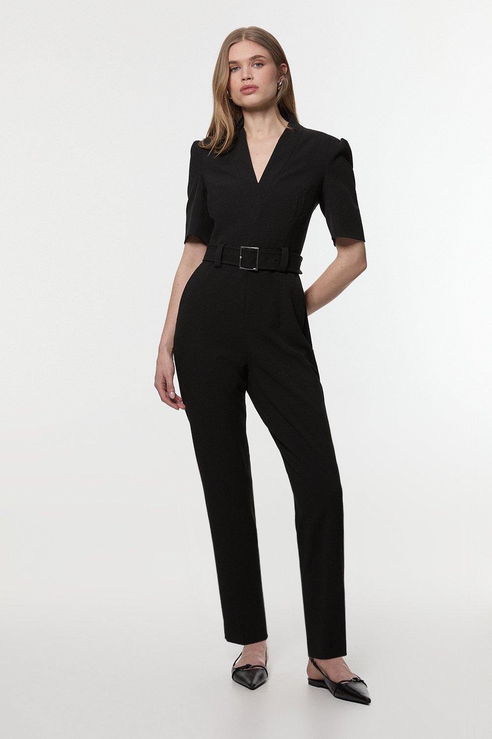 ◆KAREN MILLEN◆テーラードワイドレッグ ジャンプスーツ/ black ◇KAREN MILLEN◇テーラードワイドレッグジャンプスーツ / black
