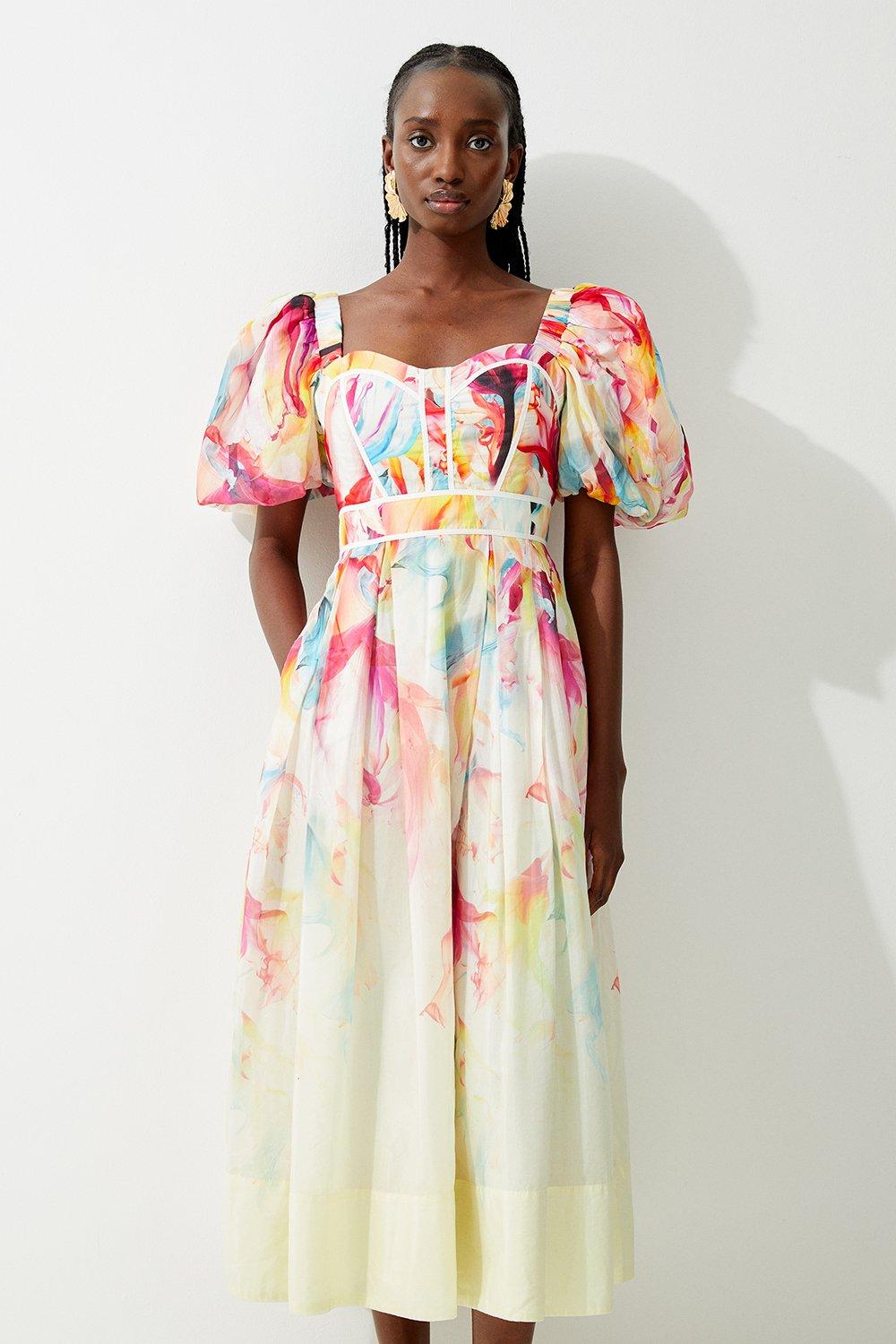 Floral pleated hotsell midi dress