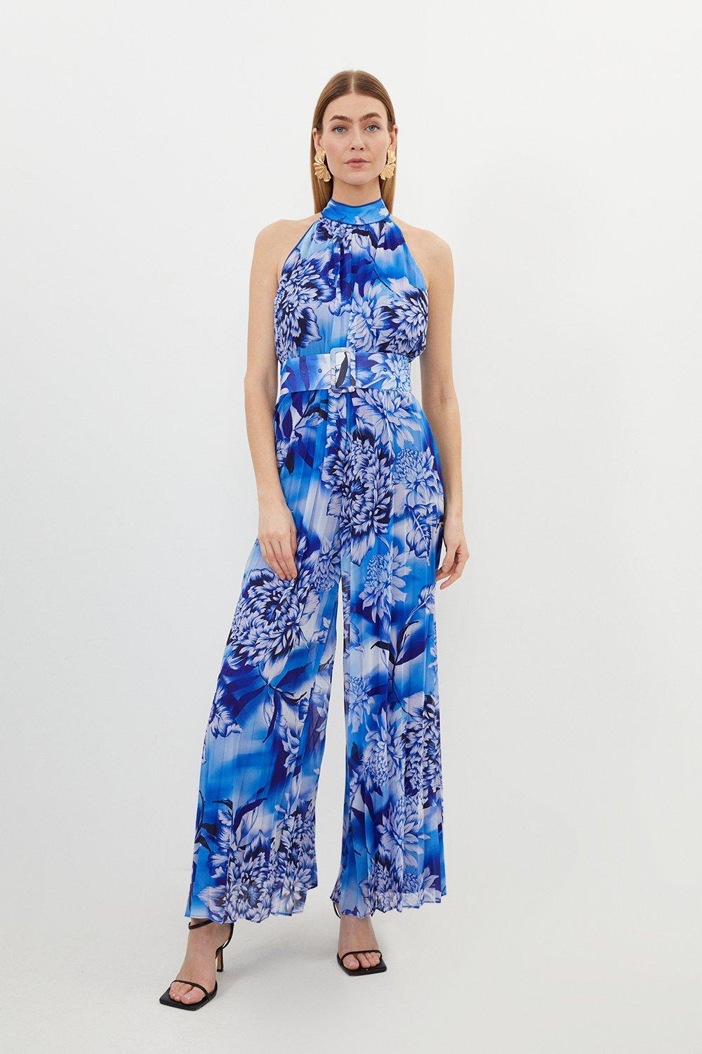 Top Stitch Mixed Animal Woven Jumpsuit | Karen Millen