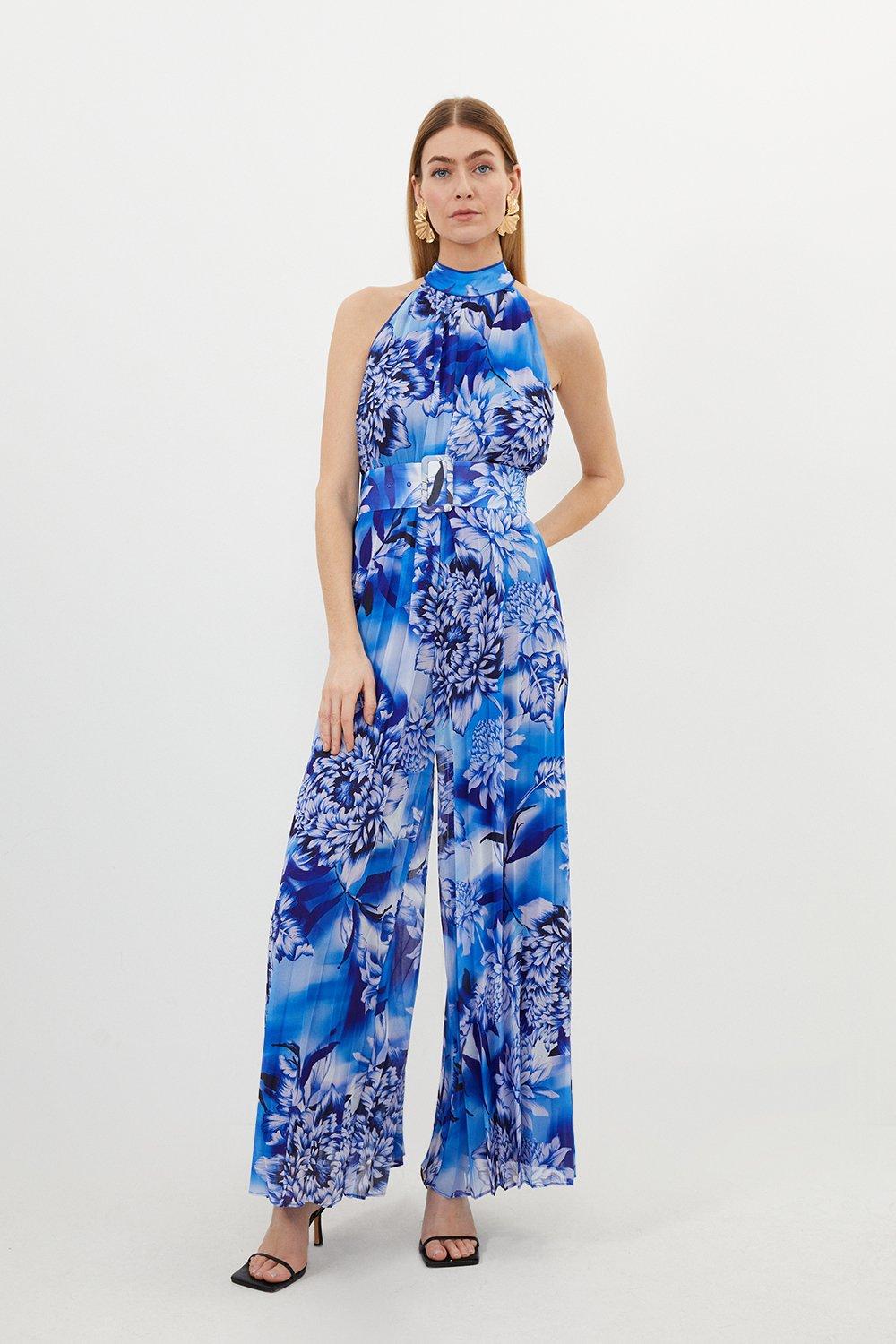 Petite Crystal Embellished Woven Thigh Split Jumpsuit | Karen Millen