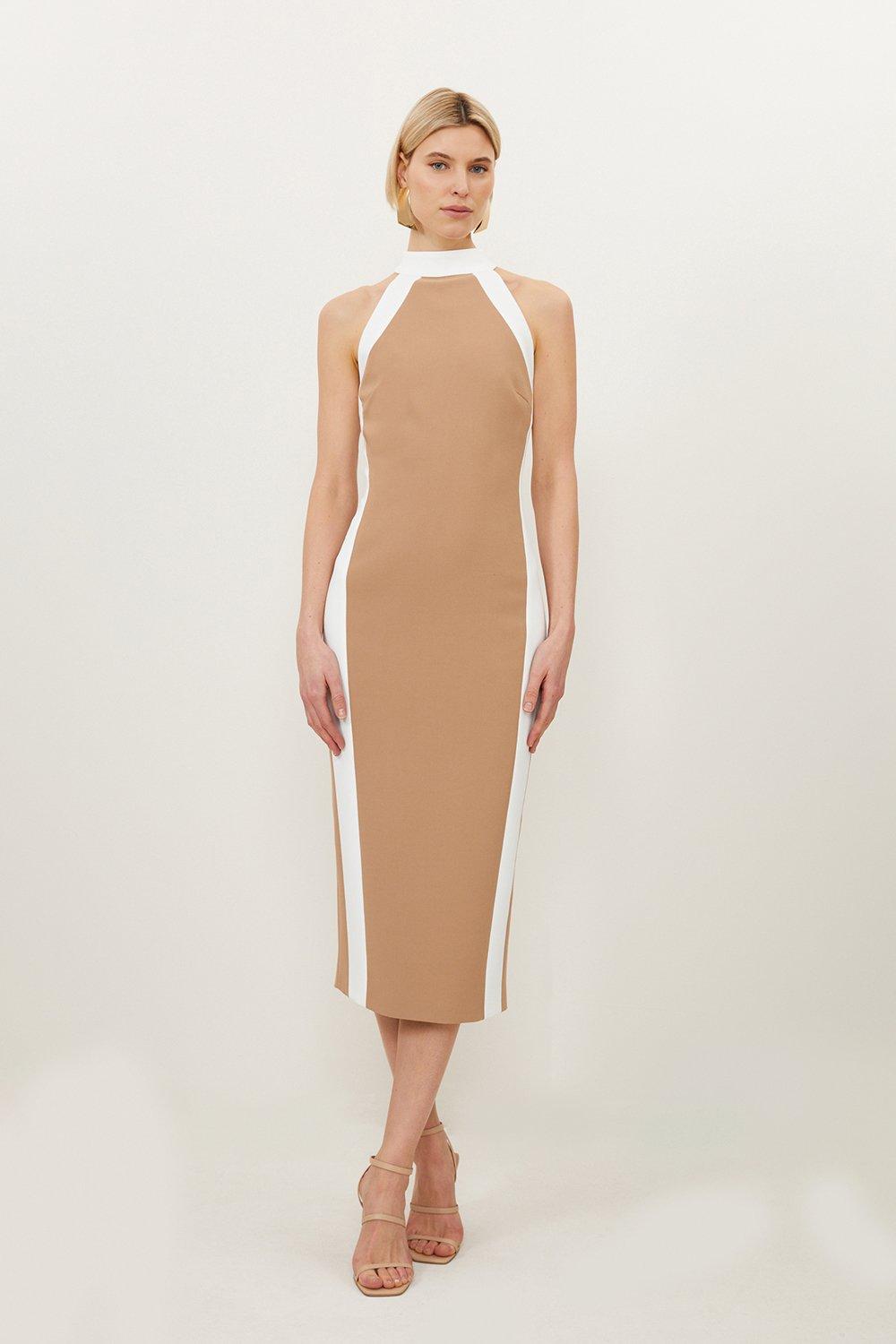Tailored Crepe Pleated Panel Skirt Dress | Karen Millen