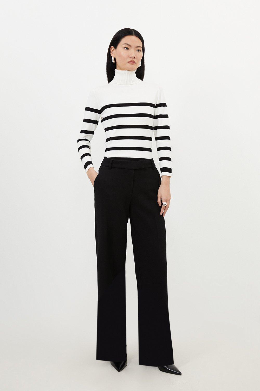 Relaxed Tailored Button Pocket Detail Straight Leg Pants