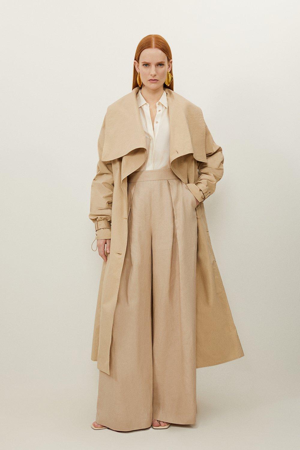 Italian Manteco Wool Faux Fur Collar And Cuff Belted Wrap Coat