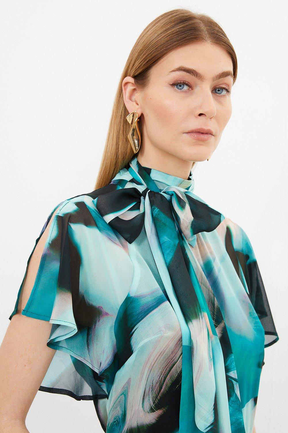 Floral Bloom Shirred Detail Woven Blouse | Karen Millen