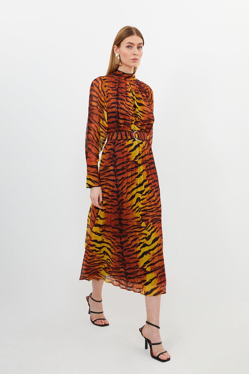 Karen millen colour block leopard sales print dress