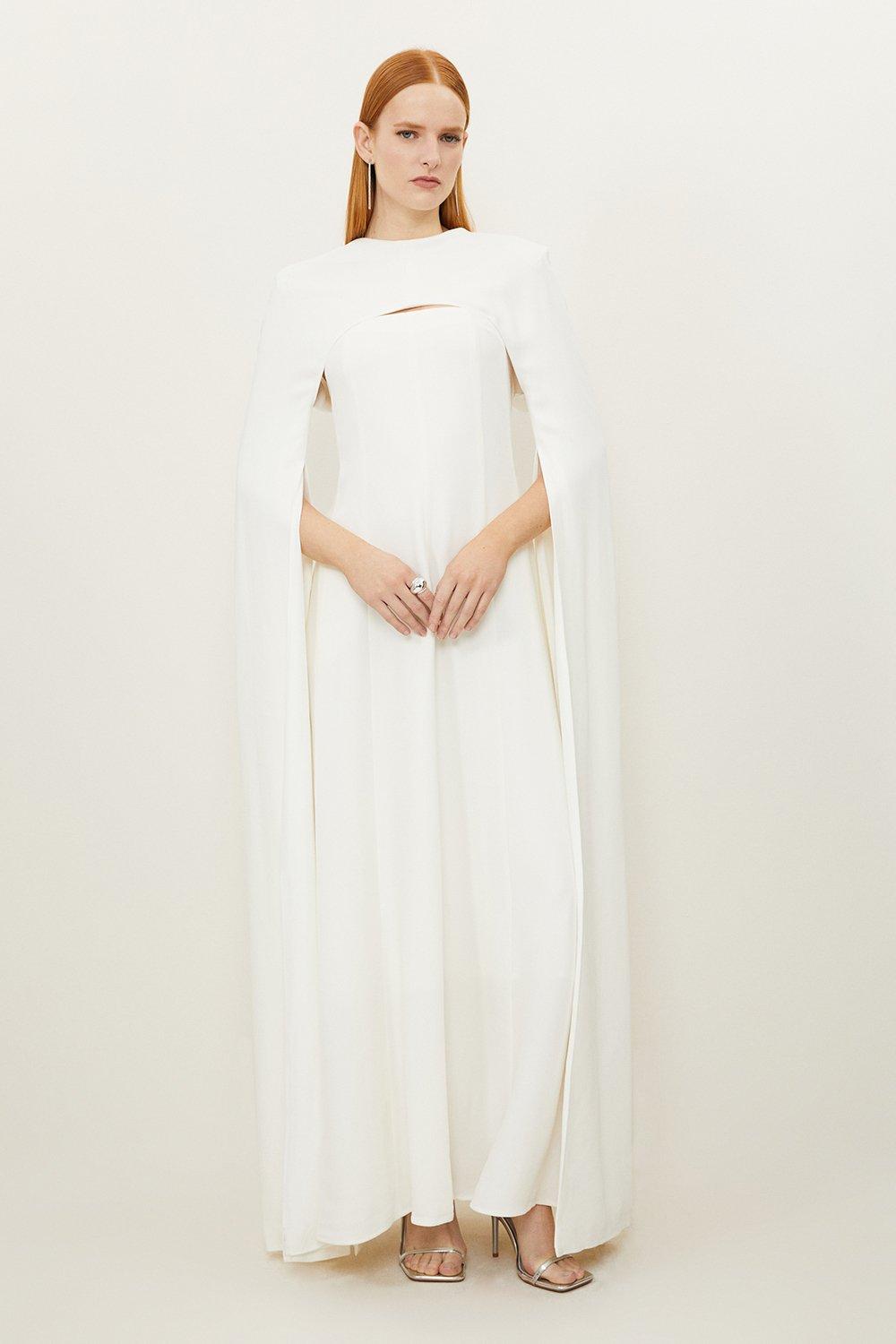 Petite Premium Crystal Powershoulder Embellished Woven Maxi