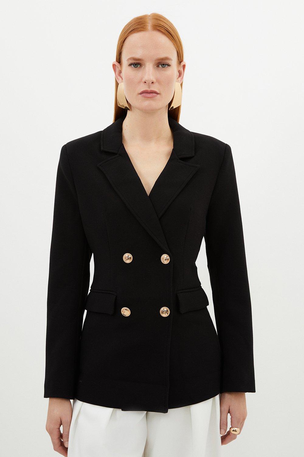 Compact Stretch Military Button Jacket | Karen Millen