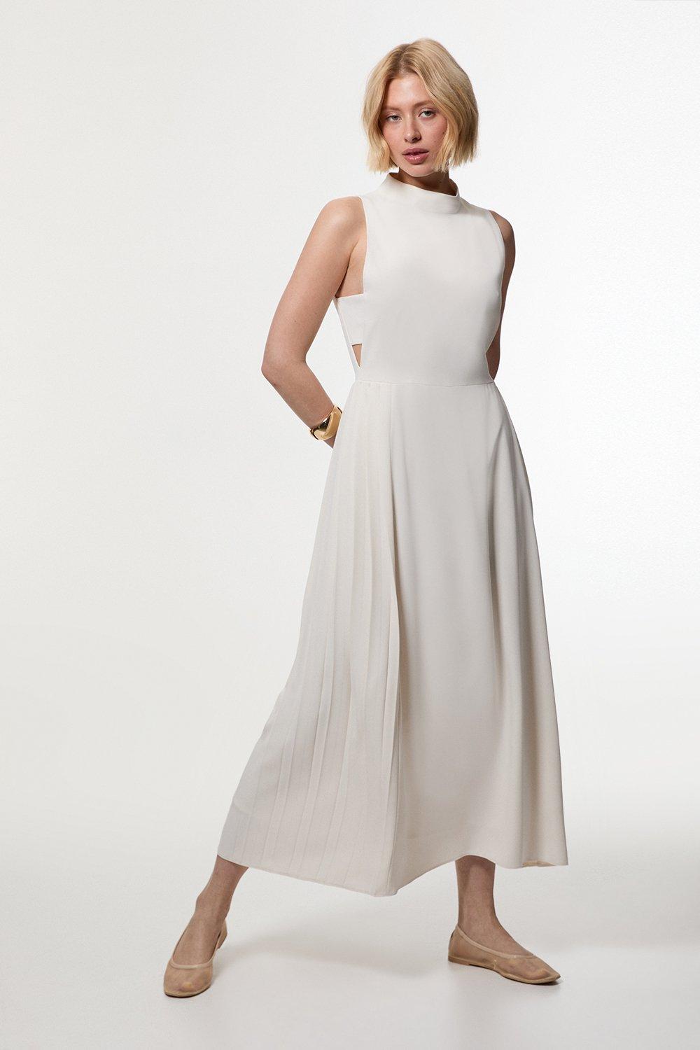 日本入手困難【Karen Millen】サテン ボタンディテール ドレス bkk12596_ivory_xl?pdp.template