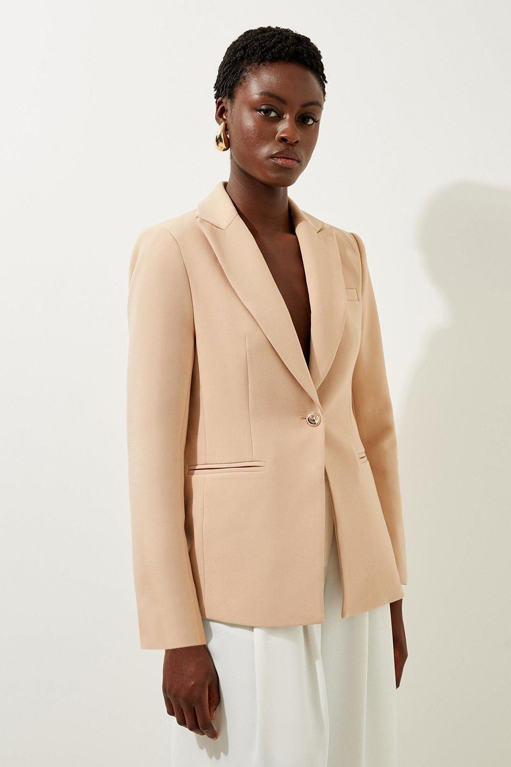 Italian Structured Satin Double Breasted Jacket | Karen Millen