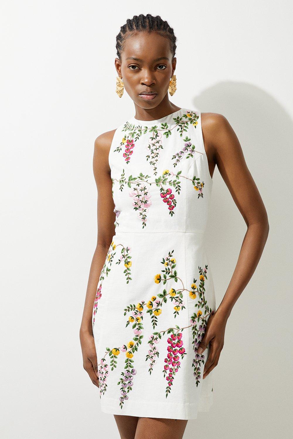 Trailing Floral Woven Mini Dress | Karen Millen