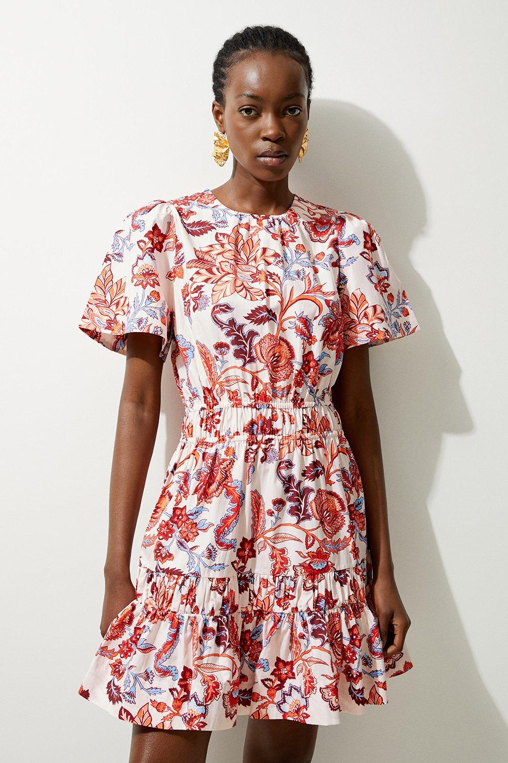 Scuba Rosette Detail Woven Mini Dress | Karen Millen Scuba Rosette Detail Woven Mini Dress | Karen Millen
